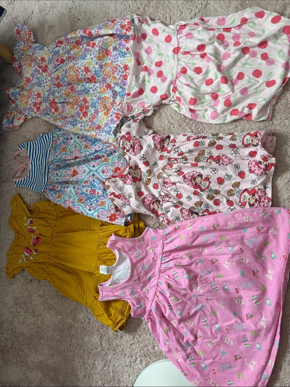 Gymboree Girls Mixed Pack of Colorful Dresses - Pink, Yellow, White, Blue